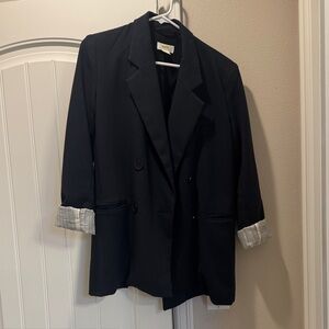 Maeve Black Double-Breasted Blazer